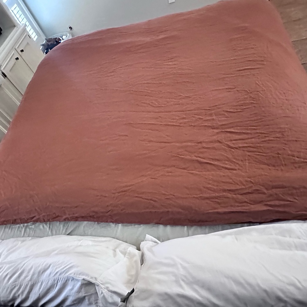 The Citizenry 100% French Linen Duvet Cover Terracotta Colored King B35 - Picture 4 of 13